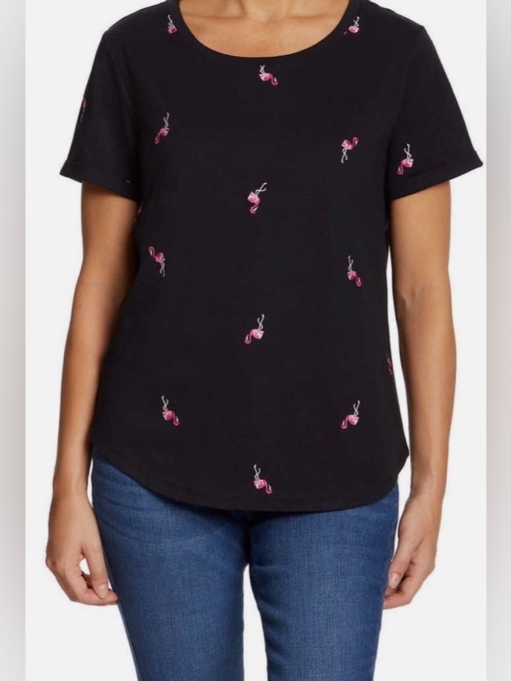 Vintage America Flamingo
Embroidered Tee Women M Black